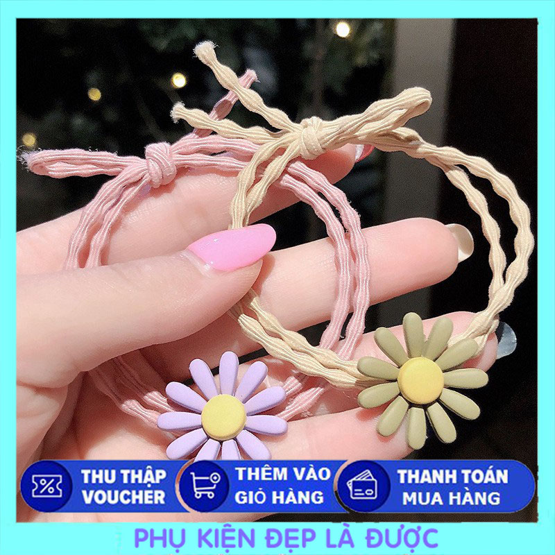 🌼 combo 2 thun buộc tóc hoa cúc xinh lung linh 🌼