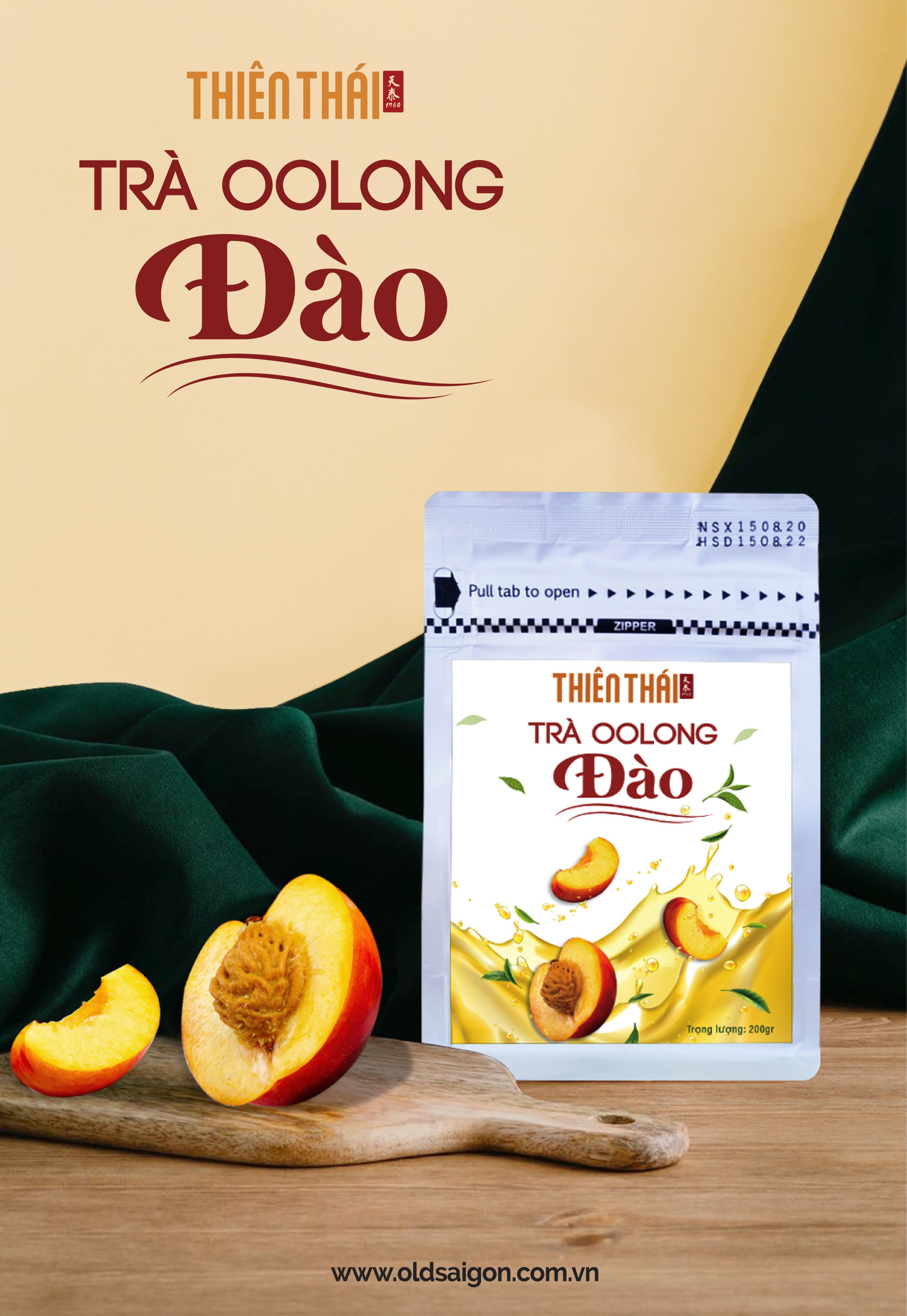 [HCM] Trà Olong (ôlong) đào Thiên Thái 100gr 100% từ lá trà hoàn toàn tự nhiên, nguyên liệu pha chế, bảo vệ sức khỏe