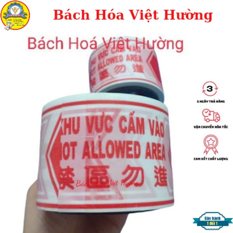 Cuộn dây rào cảnh báo khu vực cấm vào in 2 mặt loại đủ mét, dây an toàn công trường, khu vực cách ly