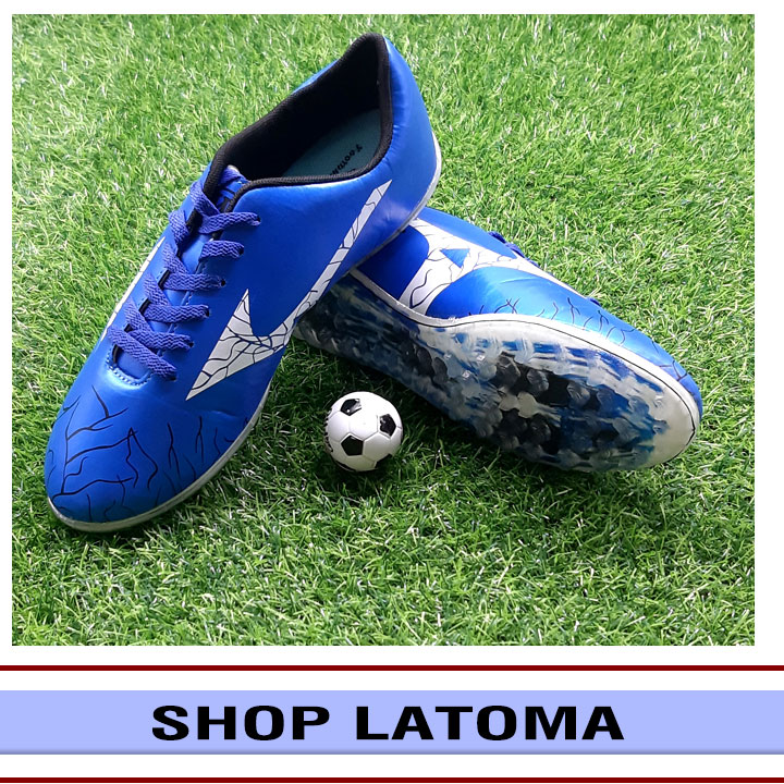 Giày đá bóng sân cỏ nhân tạo, Giày chơi thể thao, Giày đá banh đế nhựa có may viền, da simili cao cấp Latoma TA4363 (Xanh Dương)