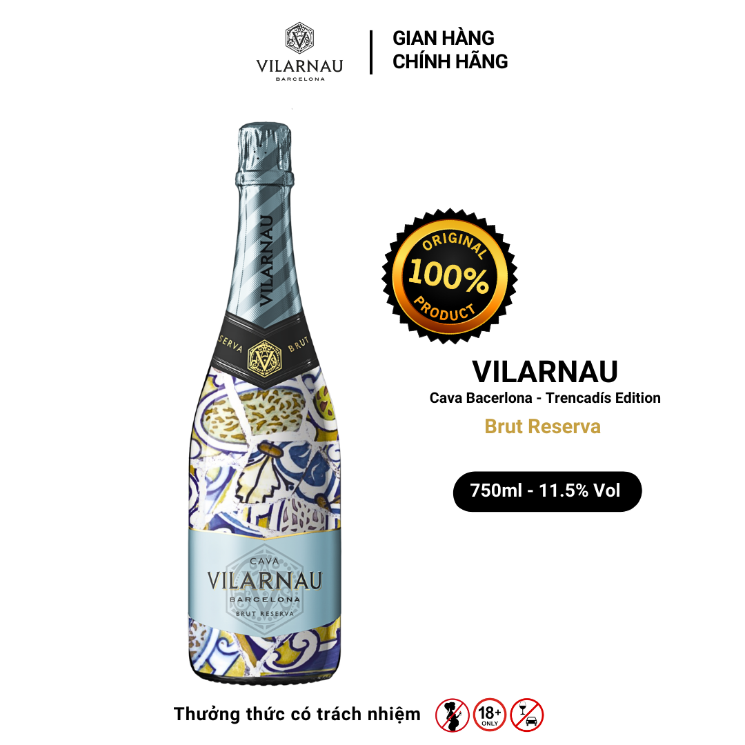 Rượu vang sủi VILARNAU Brut Reserva Nồng Độ Alc 11.5% 750ml [Cava - Barcelona] Trencadís Edition