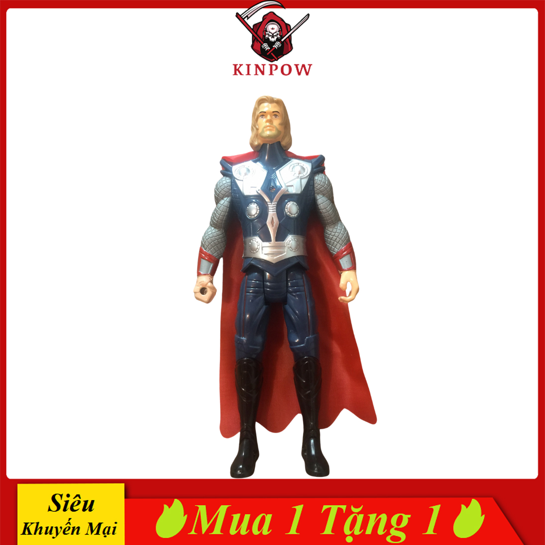 Đồ Chơi Mô Hình THOR - Mô Hình Thần Sấm KINPOW Cao 27cm Có Đèn Led Sáng Cử Động Khớp Nhựa Cao Cấp