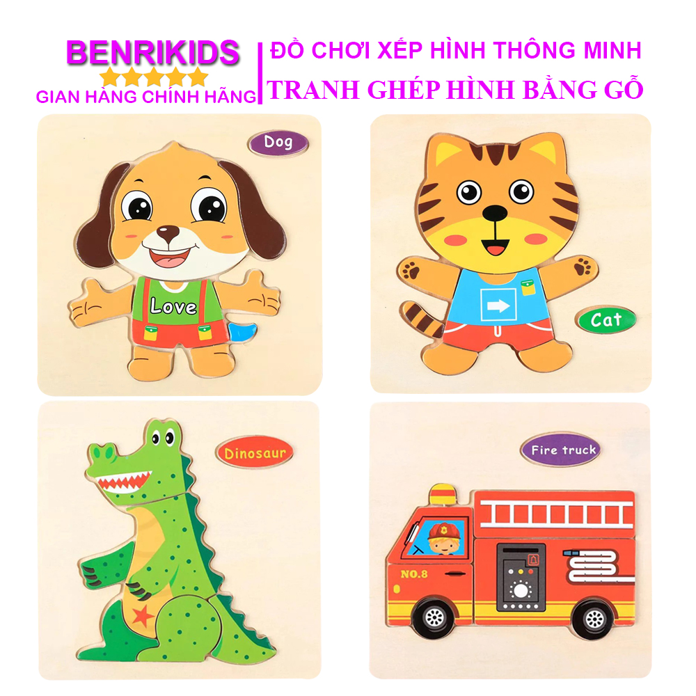 Đồ Chơi Tranh Ghép Hình Nổi 3D Bằng Gỗ Nhiều Chủ Đề Cho Bé, Đồ Chơi Giáo Dục Benrikids, Đồ Chơi Ghép Hình