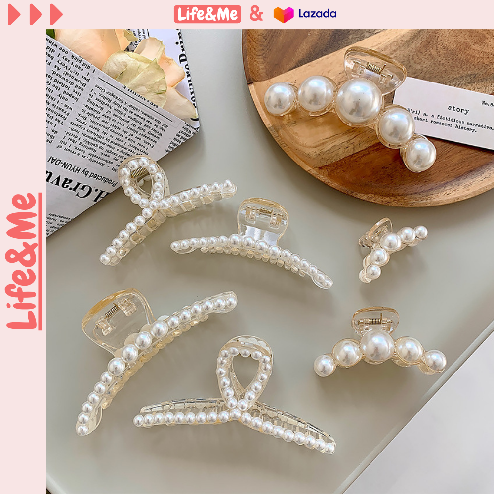 set 7 kẹp tóc nữ hàn quốc đính đá Tặng Kèm Túi Zip - Kẹp càng cua