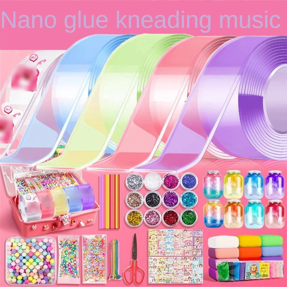 1 Bộ Nano blowable băng hai mặt dán Bong Bóng Công cụ tự làm giải nén trẻ em Đồ chơi dính keo nhà bếp phụ kiện nhà