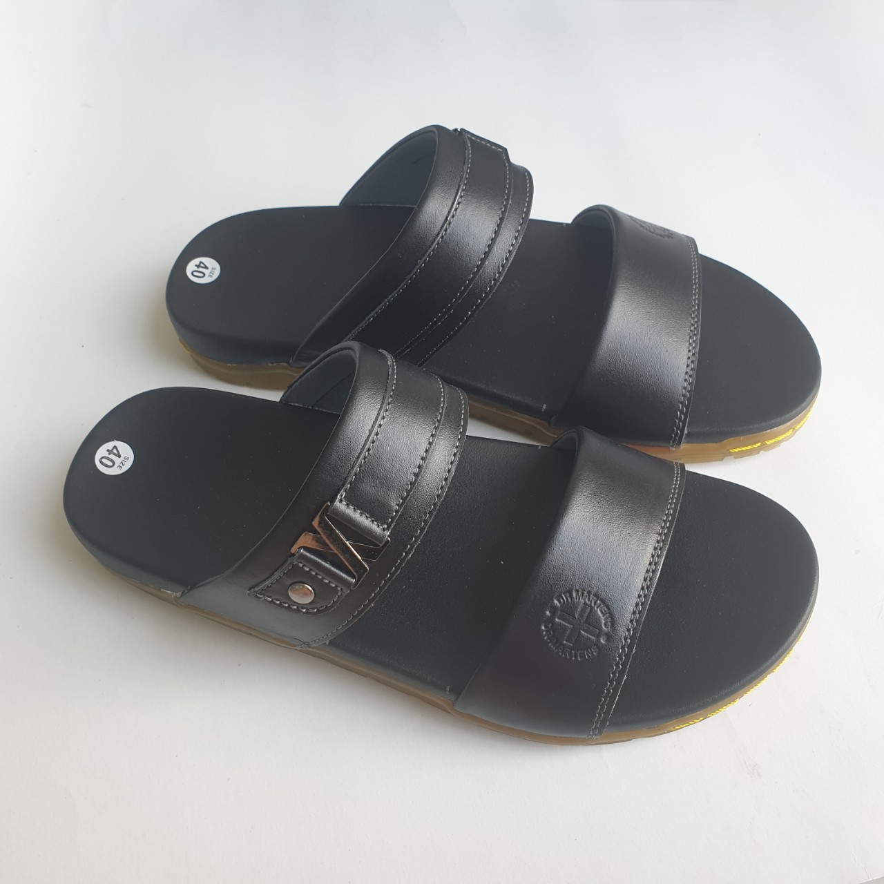 Dép da nam 2 quai ngang làm từ da bò 100% -th1