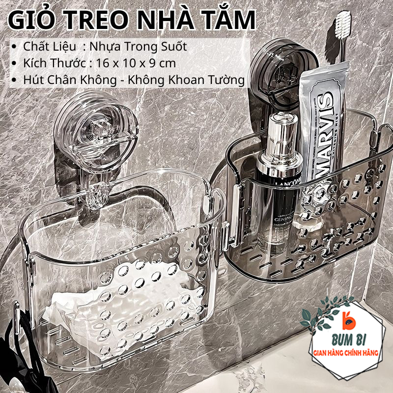 Kệ Nhà Tắm Hút Chân Không Đa Năng Không Khoan Tường, Giỏ Đựng Đồ Nhà Tắm Có Lỗ Thoát Nước Ngăn Ẩm