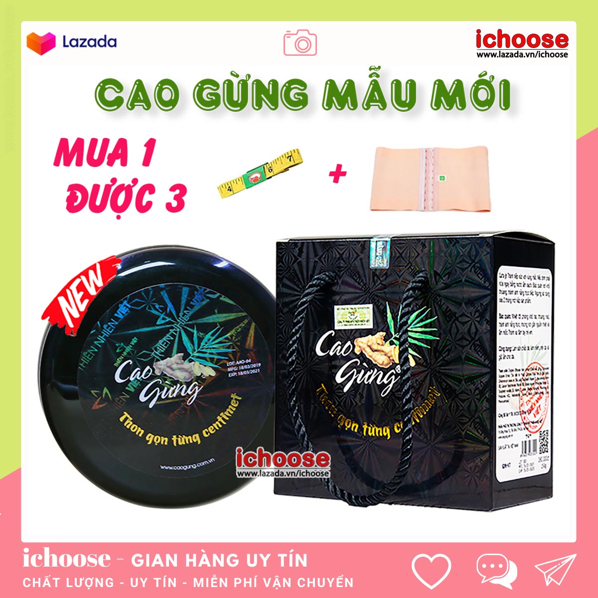 Cao Gừng Tan Mỡ Bụng Thiên Nhiên Việt Giúp Giảm Mỡ Thừa Sau Sinh Tốt Hiệu Quả An Toàn - Tặng Gen Nịt Bụng và Thước dây