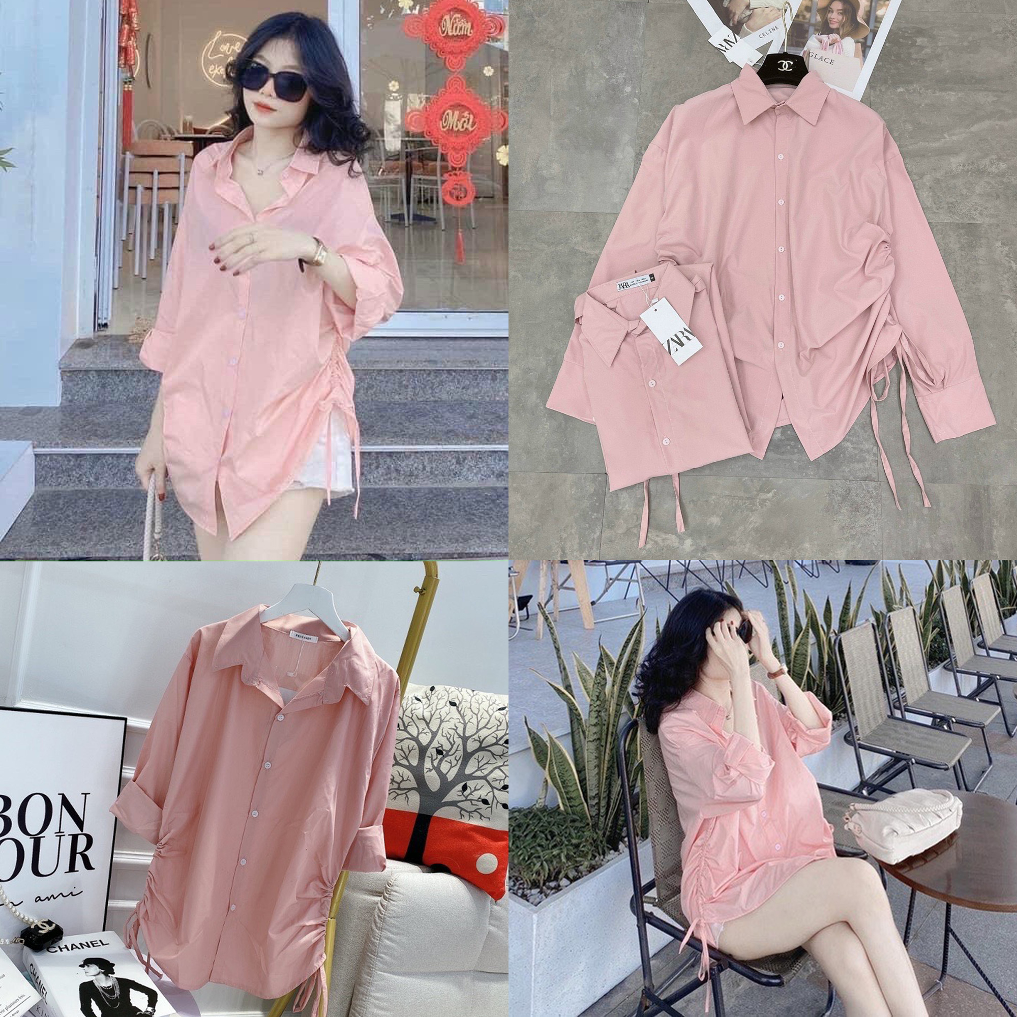 Áo sơmi rút dây 2 bên hông A30, sơmi form rộng sang chảnh, cá tính, kiểu dáng hot hiện nay.