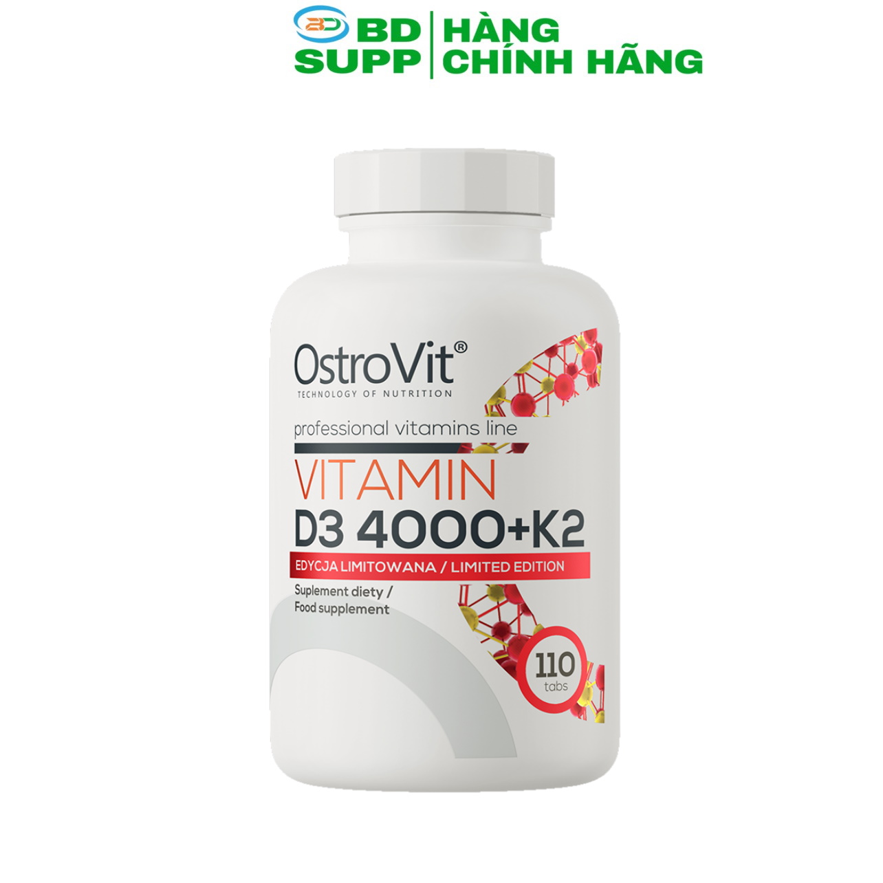 Chính Hãng - Ostrovit Vitamin D3 4000 + K2 (110 Viên), Giúp Xương Răng Chắc Khỏe, Hỗ Trợ Miễn Dịch, D3K2 (MK7)
