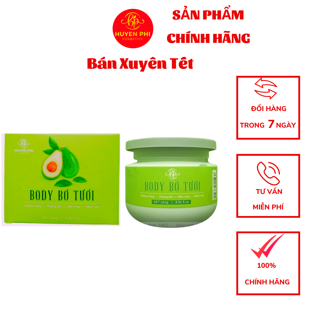 Kem Body Bơ Tươi Huyền Phi KBD, Dưỡng Trắng, Cấp Ẩm Mịn Màng