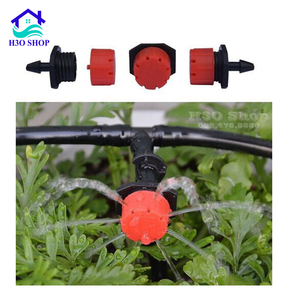 Béc tưới nhỏ giọt 8 tia điều chỉnh được lưu lượng - béc tưới tự động béc tưới cây