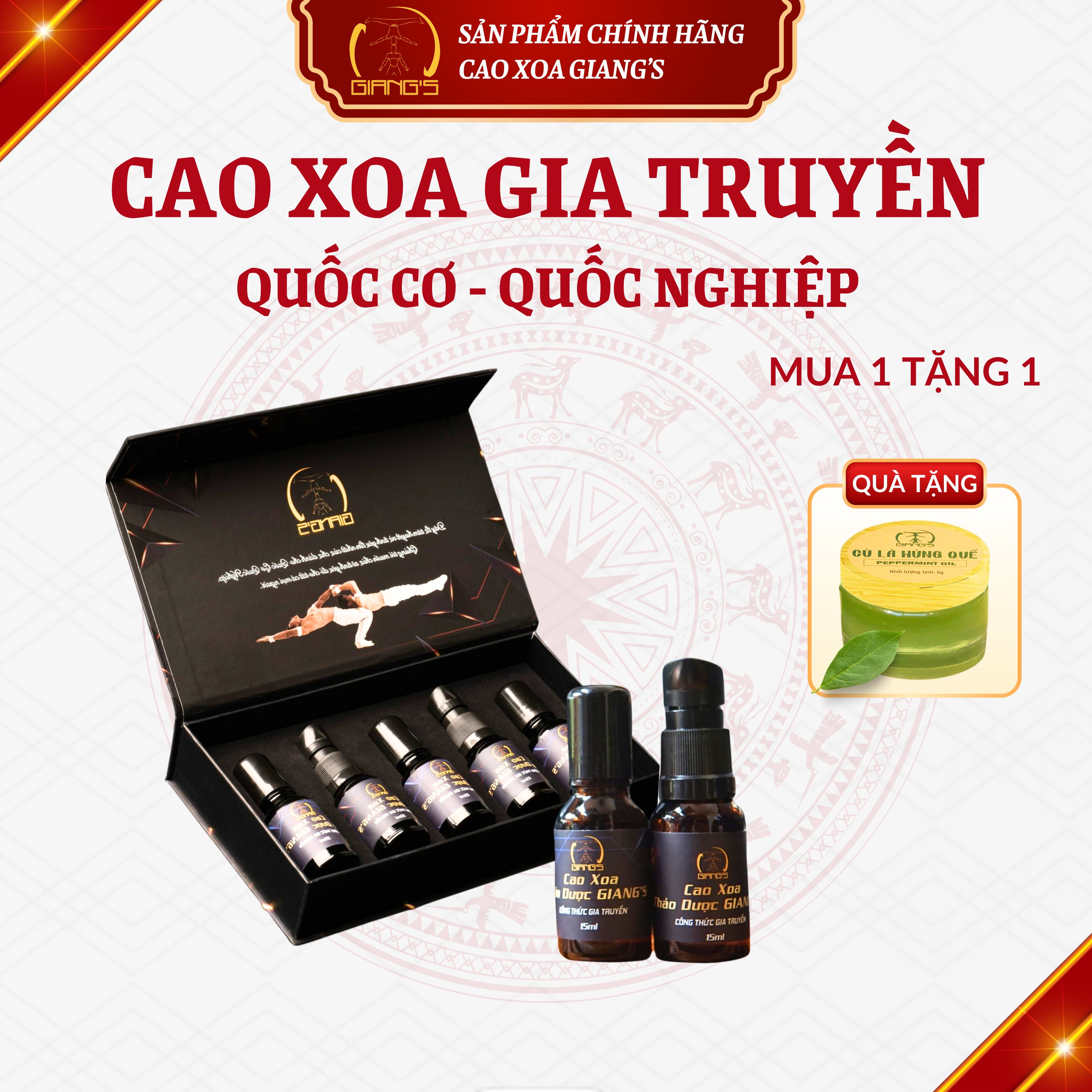 Dầu xoa bóp xương khớp Quốc Cơ Quốc Nghiệp Combo 5 chai 15ml - Cao xoa bóp cao cấp cao xoa giảm đau