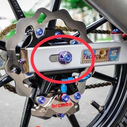 Cốt bánh sau 2 đầu tán GR5 Titanium 12 ly ( bao gồm cốt inox, tán và ốc chuẩn GR5 ) ( giá 1 cây ) cho Satria, Ex, MSX, Winner, Raider, Sonic, Novadash, Sirus , Wave đủ loại xe
