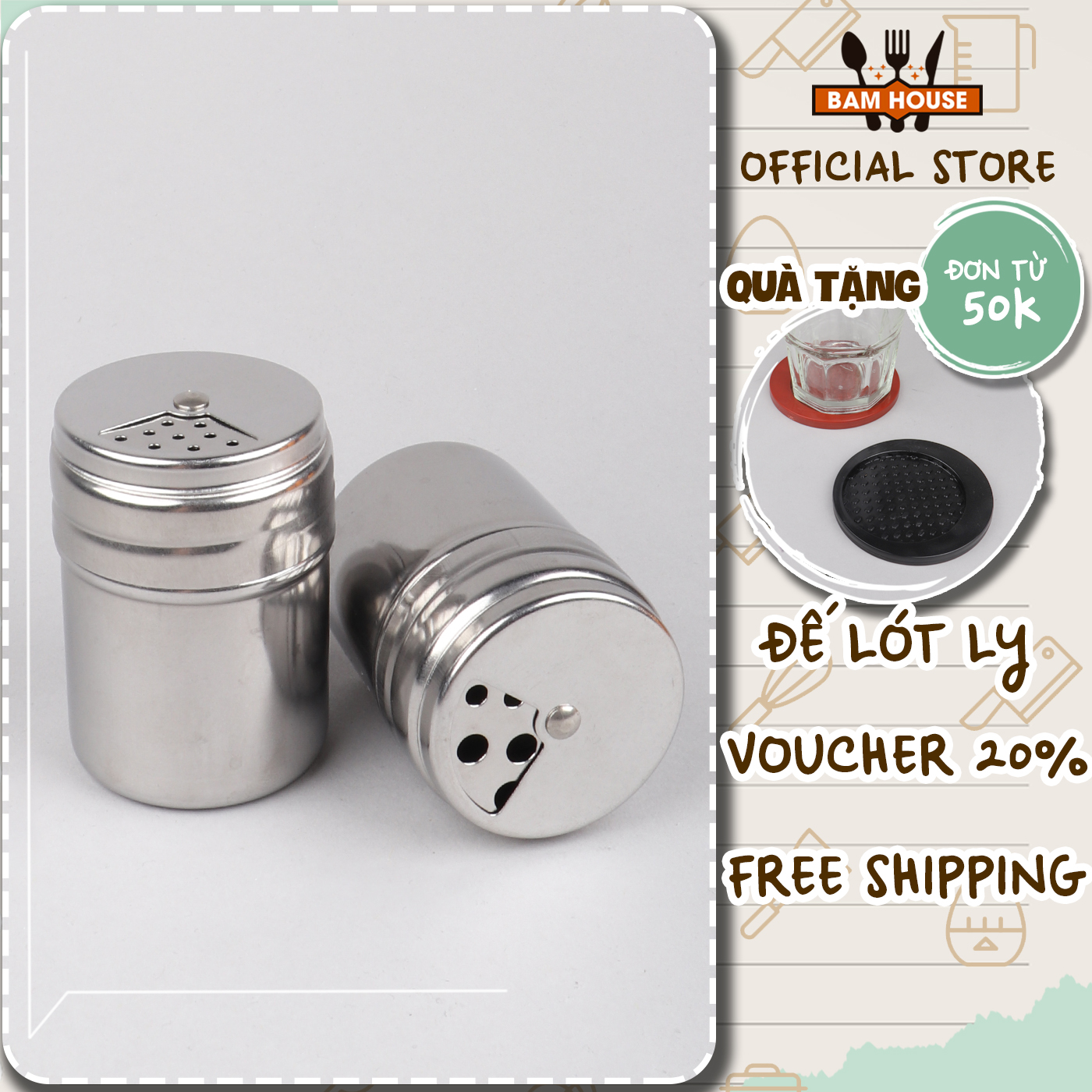 Hủ đựng tăm và đựng tiêu inox Bam House cao cấp HDT01 – Super Đơn