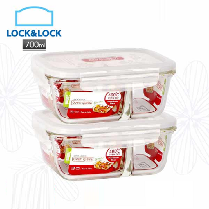 Hộp thủy tinh lock&lock 2 ngăn - hộp thủy tinh lock&lock