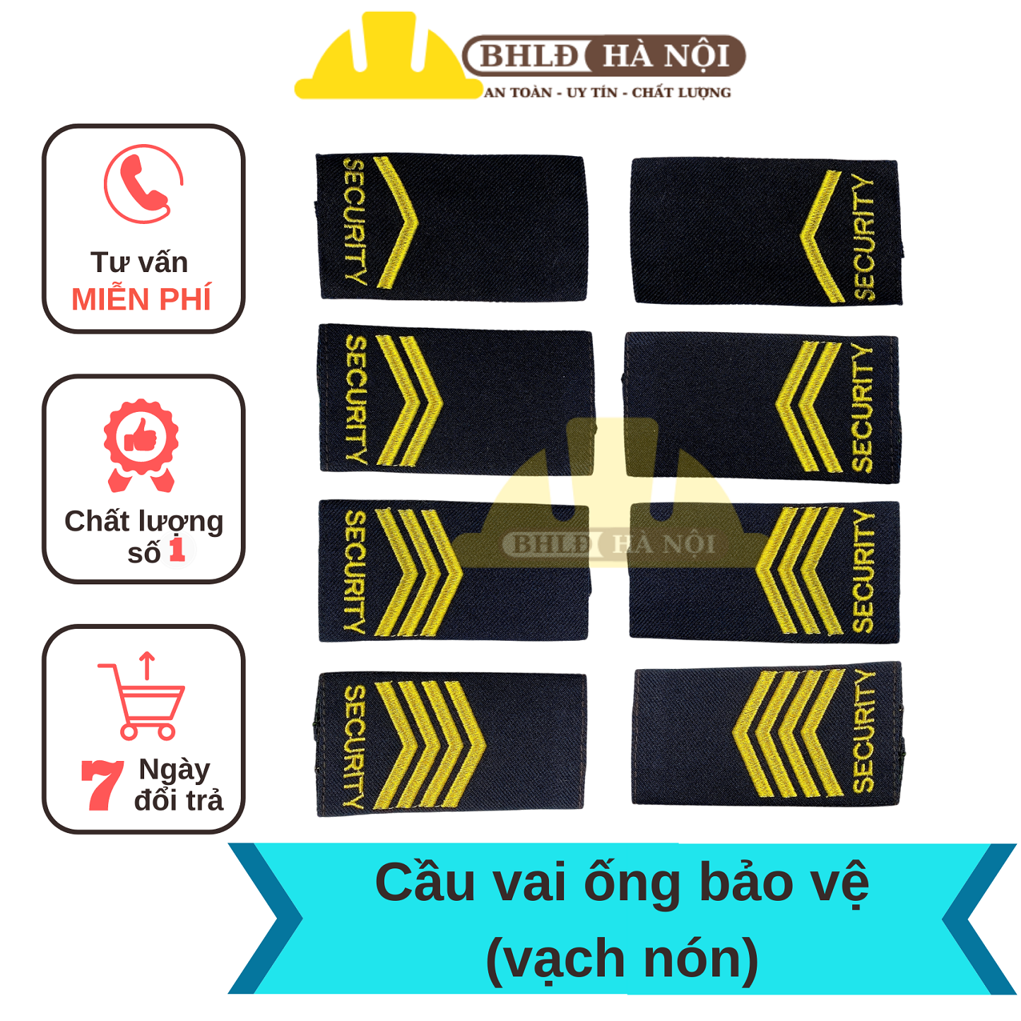 Cầu vai ống bảo vệ  thêu SECURITY