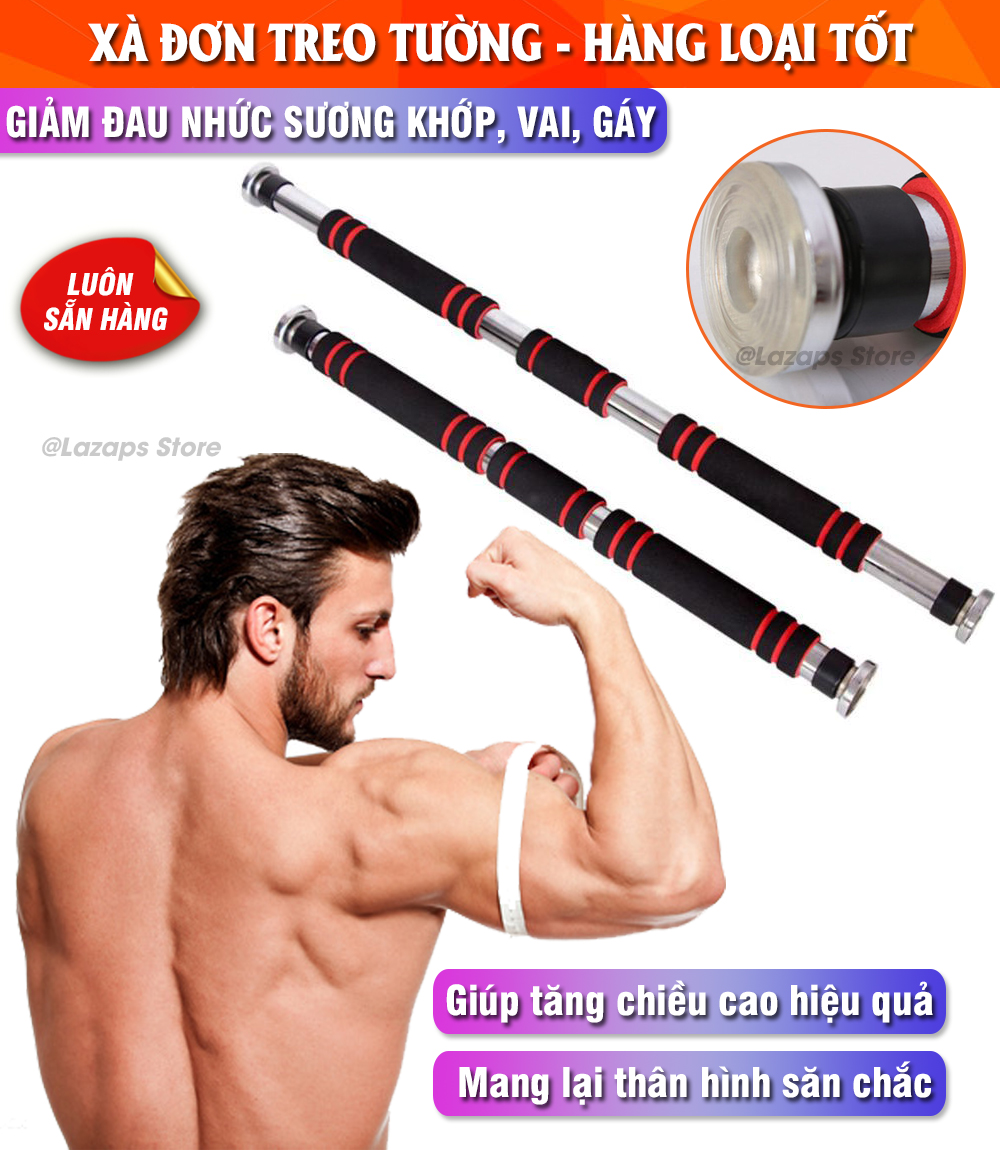 Xà đơn treo tường gắn cửa cao cấp thiết kế nhỏ gọn không cần khoan đục chịu lực lên tới 100KG tập đều đặn 3-4 lần/tuần giúp tăng chiều cao mang lại thân hình săn chắc An toàn tuyệt đối