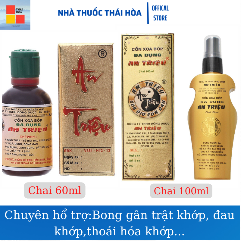 Cồn xoa bóp an triệu - giảm đau nhức khớp xương - bong gân - trật khớp - tay chân tê mỏi