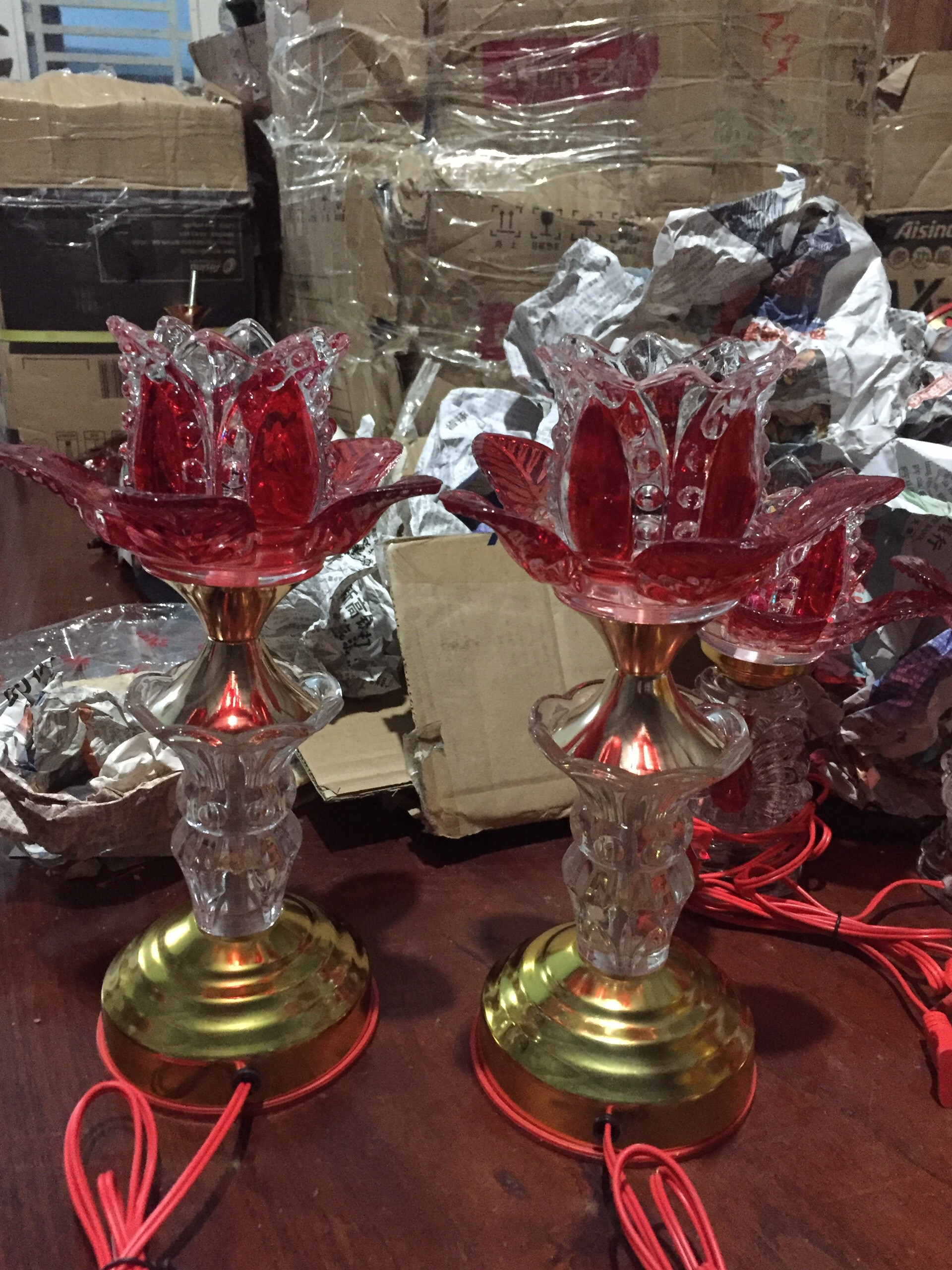 Đèn thờ hoa sen cao 27cm