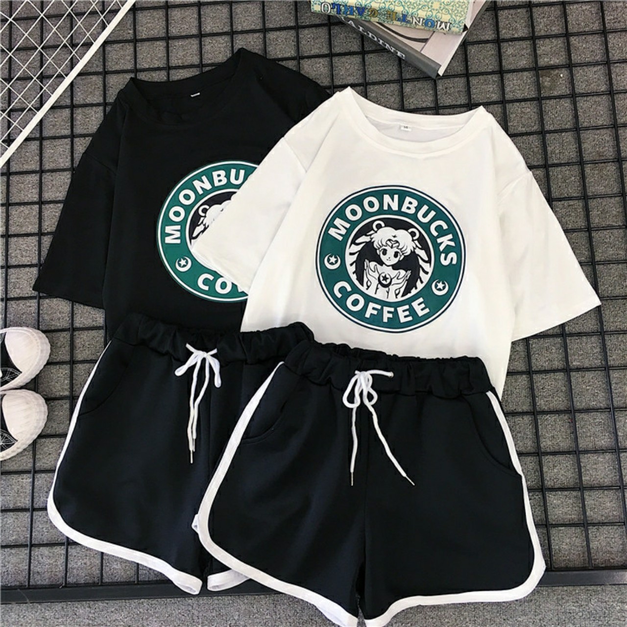 SET ÁO PHÔNG IN MOON BUCK COFFEE KÈM QUẦN ĐÙI CỰC XINH