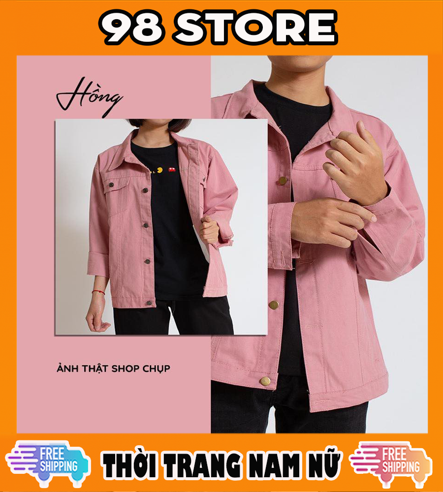ÁO KHOÁC KAKI JEAN CẶP NAM NỮ MÀU HỒNG THỜI TRANG CỰC CHẤT AKKJ02
