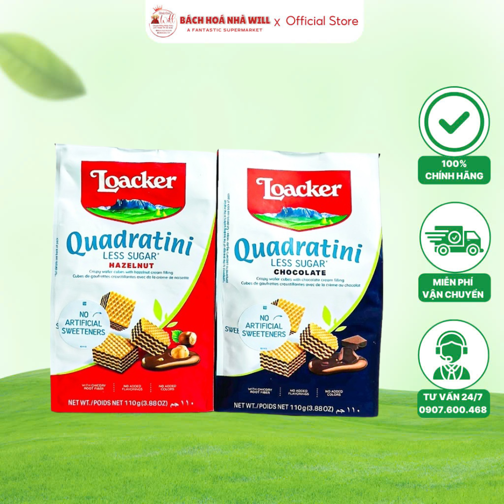 Bánh Xốp Loacker Quadratini Nhiều Ít Đường - Gói 110g