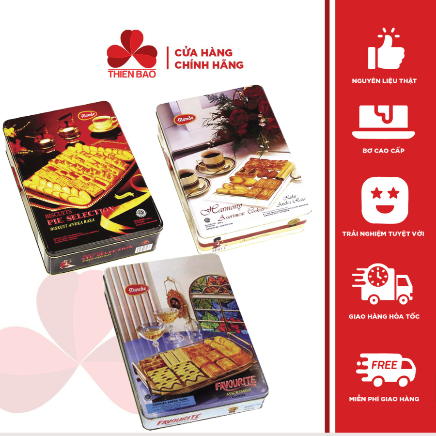 Bánh quy Monde hộp thiếc nhập khẩu Indonesia 575g / 800g / 850g