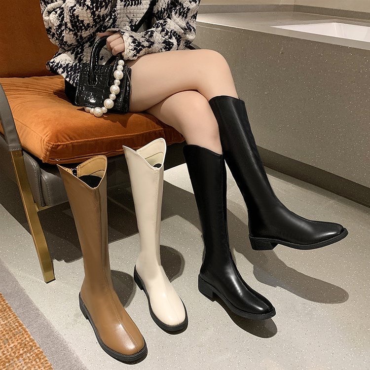 Bốt đùi nữ đế 3 phân B05 thời trang cao cấp, boot da nữ khóa sau hàng quảng châu