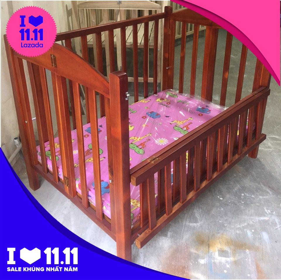 Cũi trẻ em 2 tầng việt nam cỡ đại 80 x 120 cm, cũi trẻ em, cui tre em, nôi cho bé, nôi trẻ em, noi tre em, giuong ngu cho be, giuong cui gia re, cui go cho be, cũi gỗ cho bé, cui tre em hcm, cũi trẻ em hcm - babimart hcm