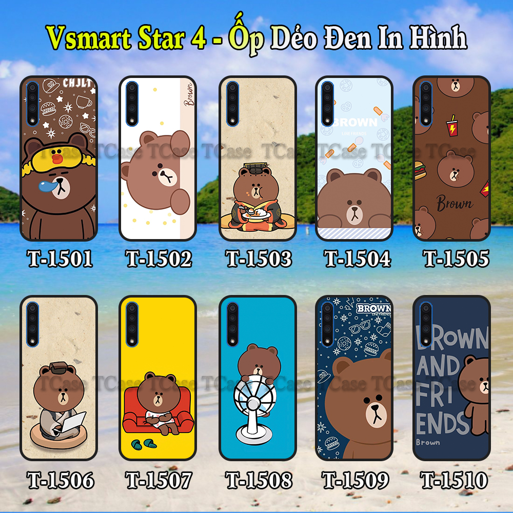 Ốp lưng Vsmart Joy 3/Vsmart Star 3/Vsmart Active 3/ Vsmart Live/  Vsmart Star 4/ Vsmart Live 4/ Vsmart Joy 4/ Vsmart Aris - Ốp lưng in hình Gấu Nâu