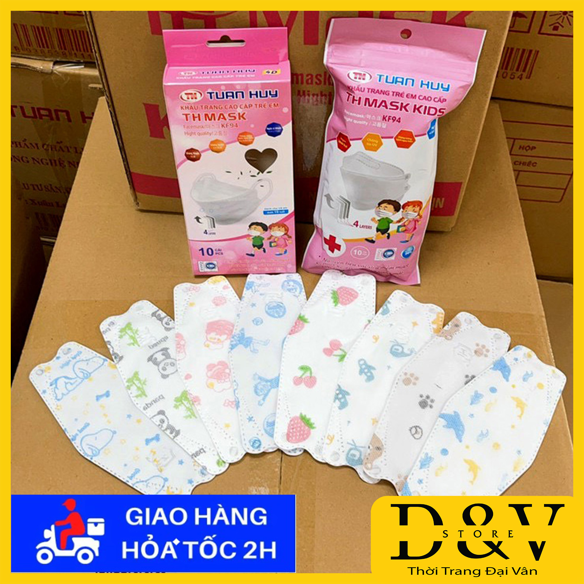 [Sỉ 1 Thùng 300/Bịch 200/100 Cái KF94 Trẻ em 3-10 Tuổi] Khẩu trang y tế 4D Mask KF94 Trẻ Em Tuấn Huy 4 lớp kháng khuẩn, kháng bụi mịn lên đến 95%, đạt tiêu chuẩn ISO khẩu trang y tế, khẩu trang 3d mask, Khẩu trang kf94 thùng 300 cái