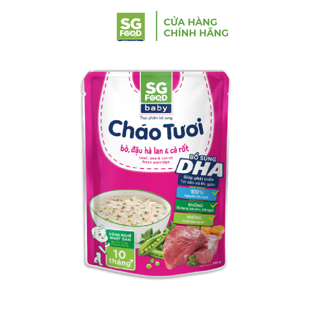 Cháo Tươi Baby Sài Gòn Food Bò, Đậu Hà Lan 240G