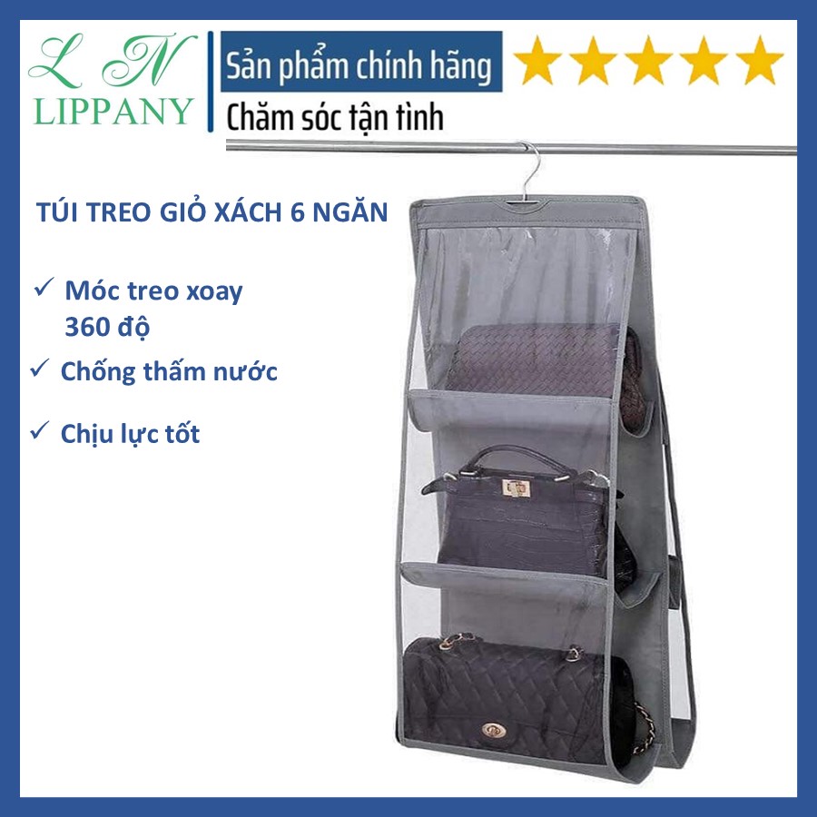 Túi treo túi sách 6 ngăn tiết kiệm không gian, giữ túi xách khỏi bụi bẩn, mất form dáng - túi treo túi sách 6 ngăn có móc treo