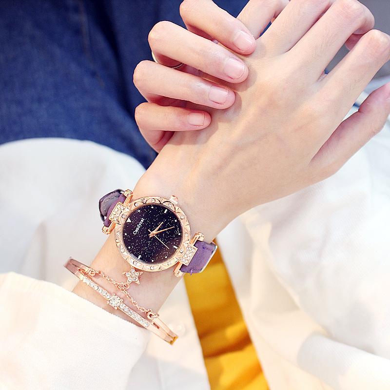Đồng hồ nữ dây da Candycat C47 mặt đính kim tuyến siêu xinh phù hợp