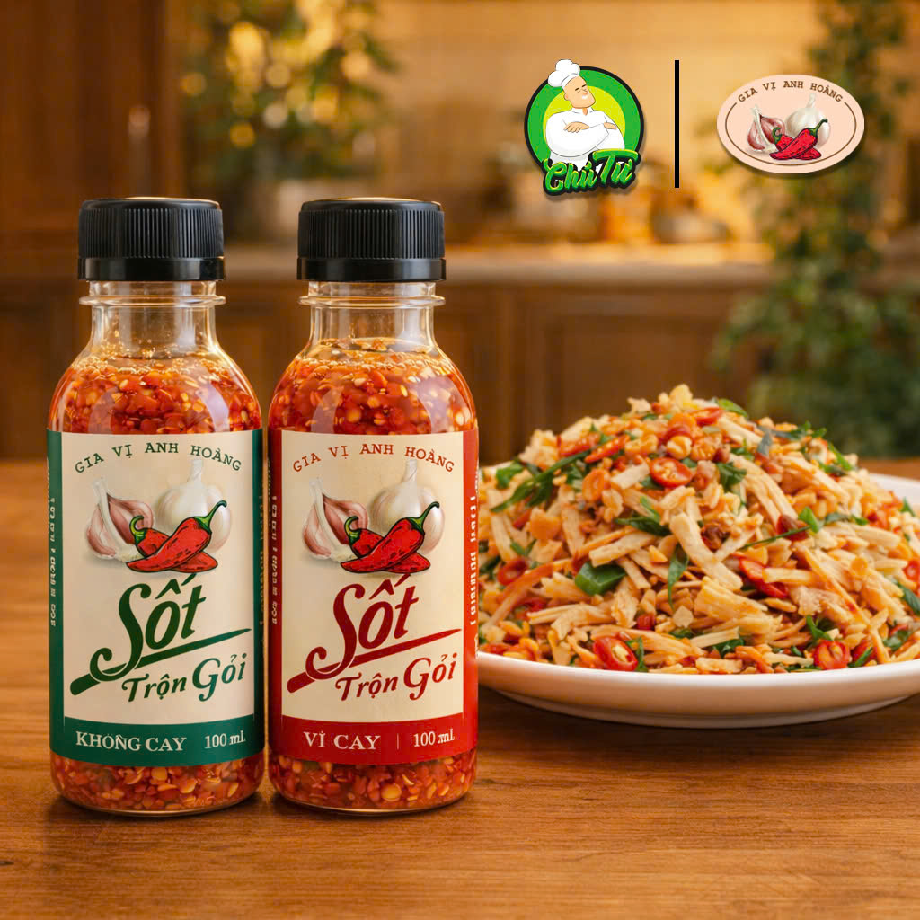 [LazLand - quà tặng] Combo 2 chai nước sốt trộn gỏi vị Cay & Không Cay (tổng nhận 200ml) Anh Hoàng x Shop Chú Tư