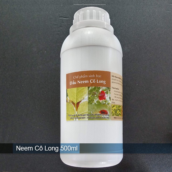 500ml Dầu Neem Cô Long diệt bọ trĩ, rệp vảy, nhện đỏ, trắng ở hoa hồng, lan, rau, củ, quả