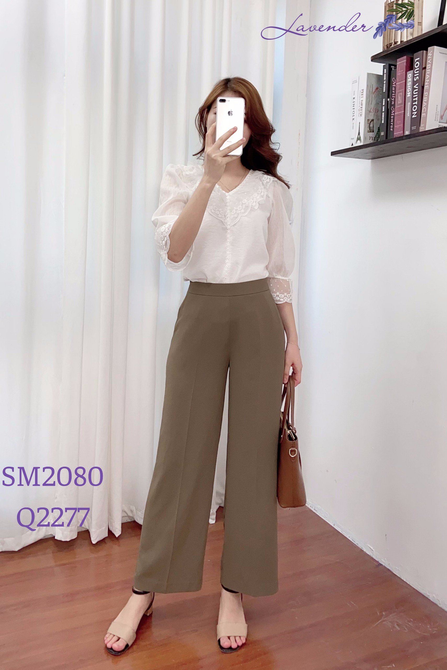 Quần âu nữ LAVENDER màu nâu tây ống suông basic chất co giãn khóa sườn Q2277