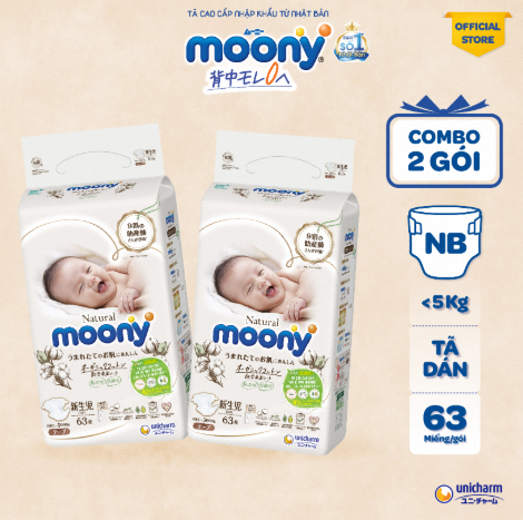[Chỉ 20h 04-07.05] Combo 2 Tã dán Moony Natural Newborn 60(6)