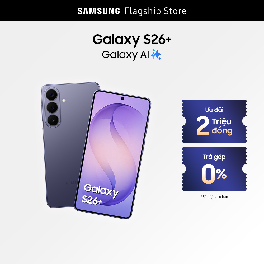 Điện thoại Samsung Galaxy S26+, 12GB/256GB | 512GB, Storage, Customized AP, AI Phone, Photo Assist, Creative Studio, 50MP Camera, 4900mAh