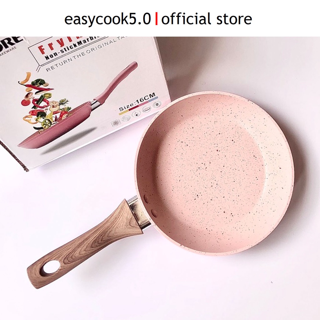 Chảo đá chống dính xj21-16cm,chảo chống dính cao cấp 16cm, đáy từ vân đá hoa cương, cán gỗ cao su bền chắc, dùng mọi loại bếp. nồi nấu bột,nấu cháo cho bé ăn dặm.