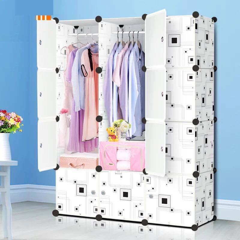 Tủ nhựa lắp ghép thông minh 12 ngăn trắng ô vuông