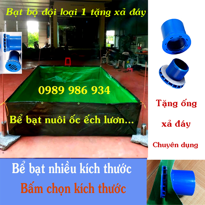 Bể bạt nuôi ốc  nhồi, cá lươn Bạt xanh bộ đội dày dai nhiều kích thước, tặng xả đáy