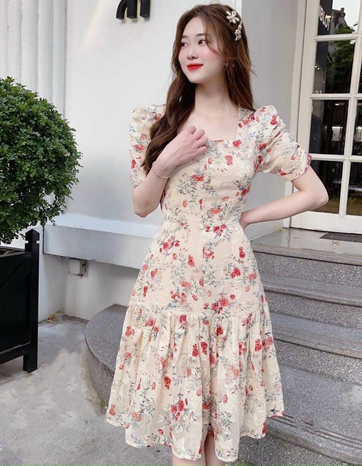 Mua Váy Hoa Nhí Dáng Xuông Tay Phồng Đầm Hoa Đỏ Dáng Dài Siêu Xinh Có Ảnh  Thật Kèm Video  Tiki