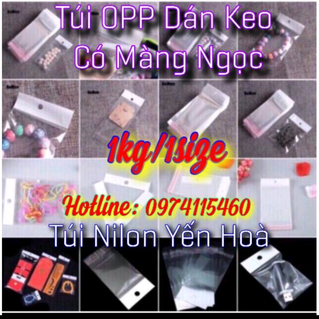 [HCM]1kg túi opp dán miệng có màng ngọc đục lỗ treo