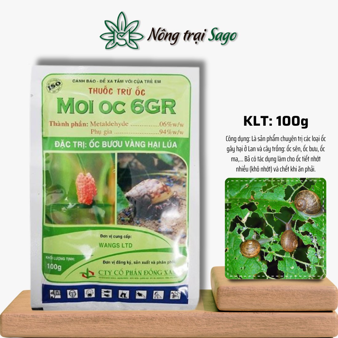 Thuốc Diệt Ốc Sên Hiệu Moi Ốc 6gr (gói 100g) - Tiêu diệt ốc sên, ốc bưu hại rau củ quả nhanh chóng - Nông Trại Sago