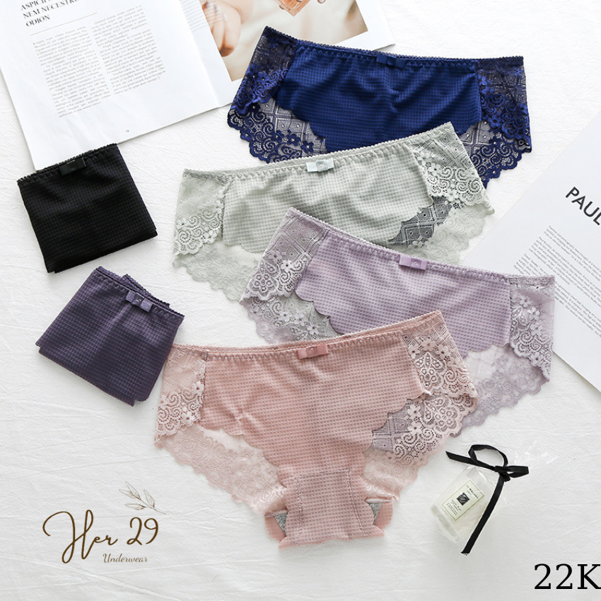 Quần lót su dập phối ren hoa siêu xinh mềm mại thoáng mát - ql003 -her bra
