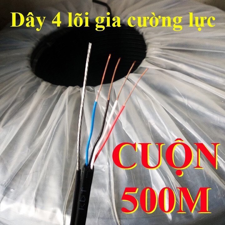 [HCM] Cáp Đen 4 Lõi 1 Tim Có Cường Lực Cuộn 500M – Chịu Lực Tốt, Chính Hãng
