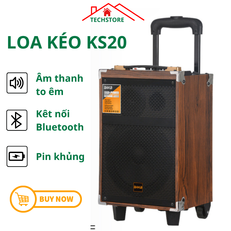 Loa kéo karaoke KS20 thùng gỗ, bass siêu trầm, âm thanh sống động, Loa Nghe Nhạc Hát Cực Hay Phiên Bản Mới- Bảo hành 12 tháng tại TECHSTORE
