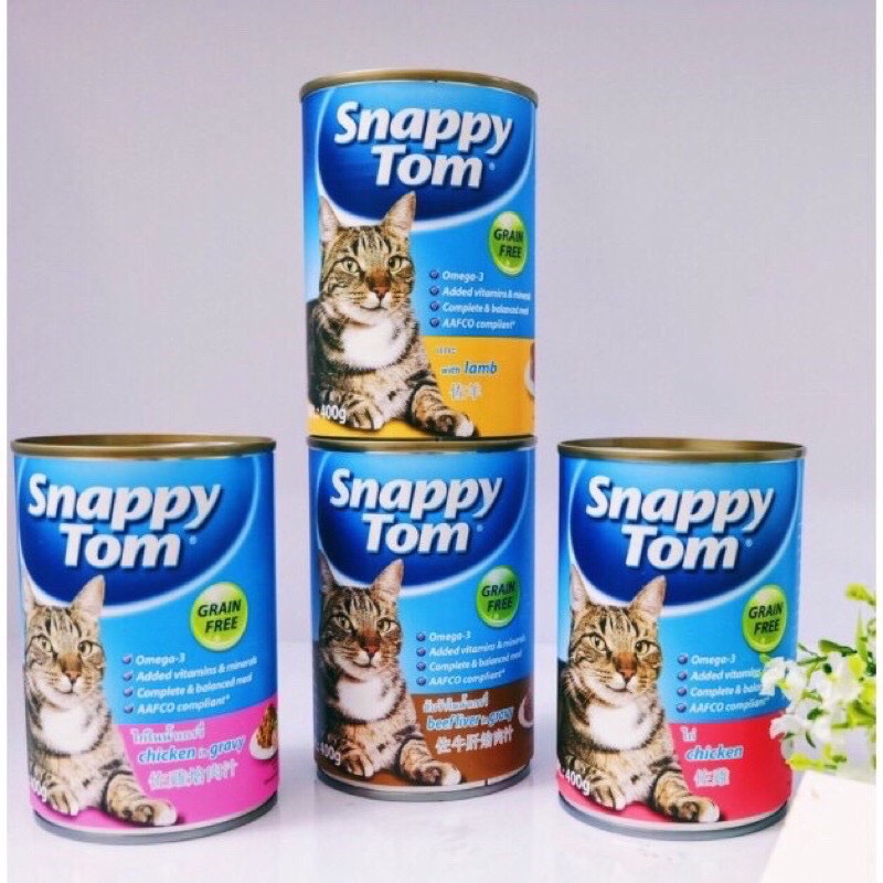 Thức Ăn Cho Mèo Pate Lon Snappy Tom 400Gr - Đủ Vị | Pate Snappy
